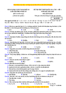 Đề thi thử Hóa Học Liên trường Nghệ An lần 3 năm 2023