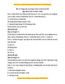 Trắc nghiệm Bài 13: Công cuộc xây dựng và bảo vệ đất nước thời Ngô, Đinh, Tiền Lê (939-1009)