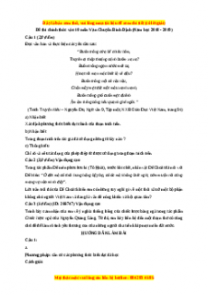 Đề thi tuyển sinh chính thức vào 10 môn Ngữ Văn năm 2018 - 2019 có đáp án - THPT chuyên Bình Định