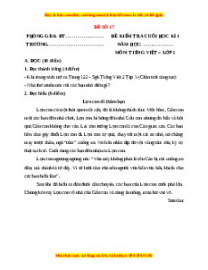 Đề thi học kì 1 Tiếng Việt lớp 2 Chân trời sáng tạo - Đề 17