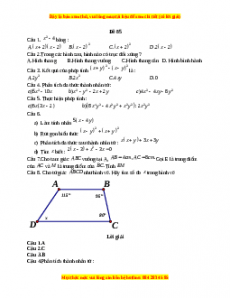 Đề thi giữa kì 1 Toán 8 năm 2023 - Đề 85