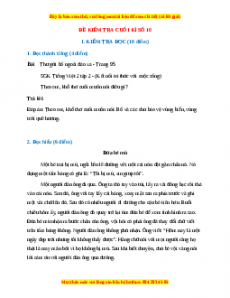 Đề thi cuối kì 2 Tiếng Việt lớp 2 Kết nối tri thức (Đề 10)