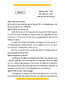 Đề thi cuối kì 2 Ngữ Văn lớp 7 Cánh diều có đáp án (Đề 8)
