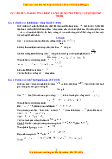 Bộ 1 chuyên đề luyện thi vào 10 môn Toán năm 2021 - Chuyên đề 4: Giải toán bằng cách lập phương trình