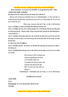 Đề thi tuyển sinh chính thức vào 10 môn Ngữ Văn năm 2018 - 2019 có đáp án - Sở GDĐT An Giang