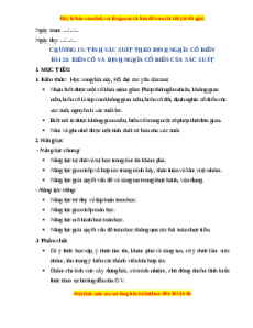 Giáo án Biến cố và định nghĩa cổ điên của xác xuất Toán 10 Kết nối tri thức