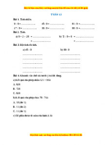 Bài tập cuối tuần Toán lớp 3 Tuần 13 Chân trời sáng tạo (có lời giải)