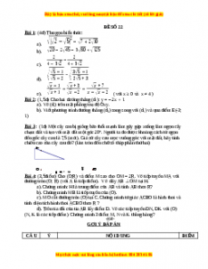 Đề thi Toán 9 học kì 1 năm 2022 - 2023 - Đề 22