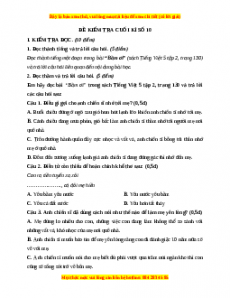 Đề thi cuối kì 2 Tiếng Việt lớp 5 năm 2023 (Đề 10)