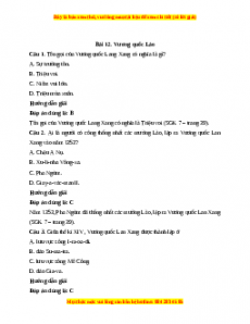 Trắc nghiệm Bài 12: Vương quốc Lào