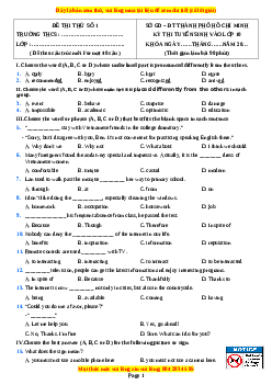 Bộ đề ôn vào 10 Tiếng Anh form TP.HCM cực hay có đáp án