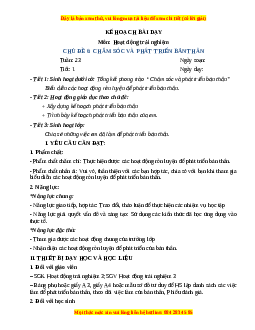 Giáo án HĐTN 3 Tuần 23 Chân trời sáng tạo: Chăm sóc và phát triển bản thân