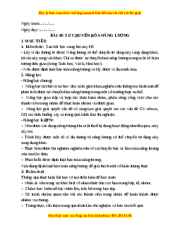 Giáo án Bài 49 KHTN 6 Kết nối tri thức (2024): Sự chuyển hóa năng lượng