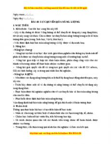 Giáo án Bài 49 KHTN 6 Kết nối tri thức (2024): Sự chuyển hóa năng lượng
