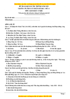 Đề luyện thi TN THPT Quốc Gia môn KHXH có đáp án ( đề 11 )