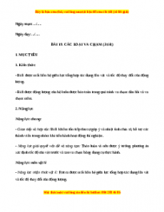 Giáo án Bài 19 Vật lí 10 Chân trời sáng tạo (2024): Các loại va chạm