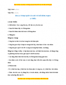 Giáo án Tính chất của dãy tỉ số bằng nhau Toán 7 Kết nối tri thức