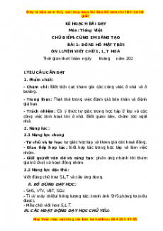 Giáo án Đồng hồ Mặt Trời (Tiết 2) Tiếng việt 3 Chân trời sáng tạo