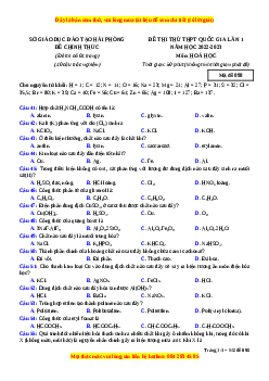 Đề thi thử Hóa học Sở Hải Phòng lần 1 năm 2023