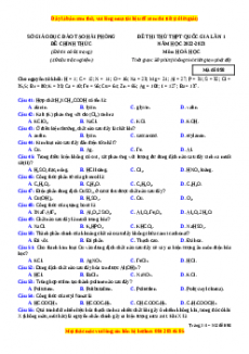 Đề thi thử Hóa học Sở Hải Phòng lần 1 năm 2023
