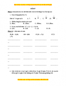 Bộ đề thi Toán 5 học kì 2 năm 2022 - 2023 - Đề 7