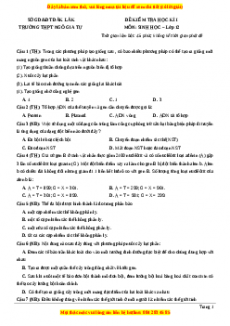 Đề thi học kì 1 Sinh học 12 năm 2023 trường THPT Ngô Gia Tự - Đăk Lăk
