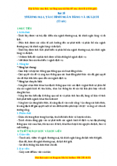 Giáo án Bài 28 Địa lí 10 Cánh Diều (2024): Thương mại, tài chính ngân hàng và du lịch