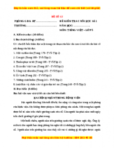 Đề thi cuối kì 2 Tiếng Việt lớp 5 năm 2023 (Đề 33)