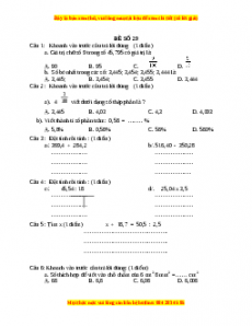 Bộ đề thi Toán 5 học kì 1 năm 2022 - 2023 - Đề 29