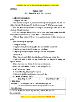 Giáo án Ôn tập giữa học kỳ II (Tiết 1) Tiếng việt 3 Cánh diều