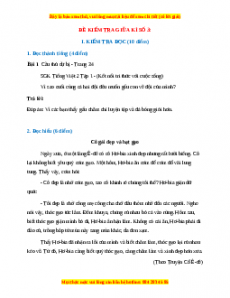 Đề thi giữa kì 1 Tiếng Việt lớp 2 Kết nối tri thức (Đề 3)