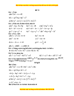 Đề thi giữa kì 1 Toán 8 năm 2023 - Đề 73