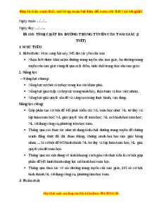 Giáo án Tính chất ba đường trung tuyến của một tam giác Toán 7 Cánh diều
