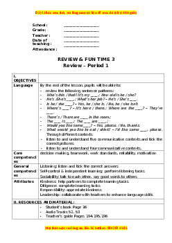 Giáo án Review 3 Tiếng anh 3 global success