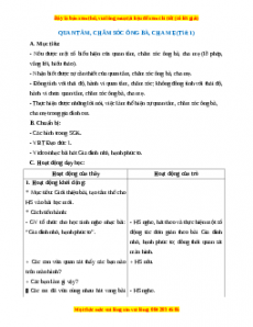 Giáo án Đạo đức 1 Chân trời sáng tạo Quan tâm, chăm sóc ông bà, cha mẹ