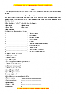 Học kỳ 1: Phần 1 Các bài tập theo từng đơn vị bài học - Unit 3- Giáo viên Mai Lan Hương đầy đủ đáp án