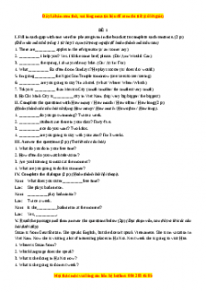 Học kỳ 2: Phần 2 Một số đề kiểm tra học kỳ 2 - Mục B- Đề kiểm tra học kì số 1-Giáo viên Mai Lan Hương đầy đủ đáp án