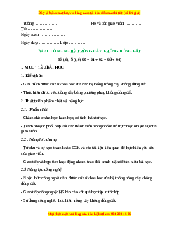 Giáo án Bài 21: Công nghệ trồng cây không dùng đất Công nghệ 10 Cánh diều