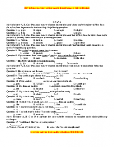 Đề thi trắc nghiệm Tiếng anh 10 năm 2022 - 2023 (Đề 8)