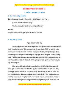 Đề thi cuối kì 1 Tiếng Việt lớp 2 Kết nối tri thức (Đề 11)