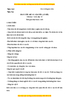 Giáo án Bài 5 Vật lí 10 Kết nối tri thức (2024): Tốc độ và vận tốc