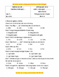 Đề thi cuối kì 2 Toán lớp 5 năm 2023 (Đề 14)