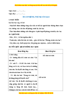 Giáo án Bài 30 Đạo đức 1 Kết nối tri thức: Phòng, tránh xâm hại