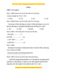 Bộ đề thi Toán 5 học kì 2 năm 2022 - 2023 - Đề 2