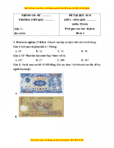 Đề thi cuối kì 2 Toán lớp 2 Kết nối tri thức (Đề 4)