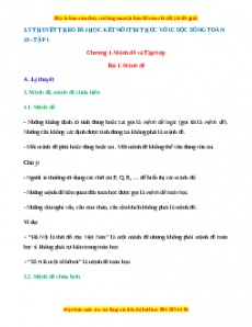 Lý thuyết Toán 10 kì 1 Kết nối tri thức