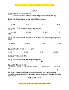 Bộ đề thi Toán 5 học kì 1 năm 2022 - 2023 - Đề 17