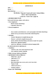 Giáo án Unit 2 Tiếng anh 3 family and friends