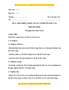 Giáo án Bài 3: Giới thiệu chung về các cấp độ của thế giới sống Sinh học 10 Cánh diều