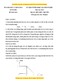 Đề thi vào 10 môn Hóa học năm 2023 - Trường THPT Chuyên An Giang